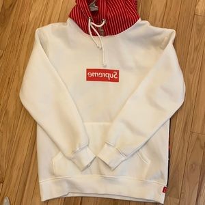White Supreme Comme Des Garçons Box Logo Hoodie